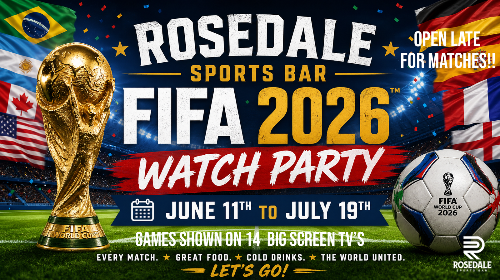 Catch ALL the Action of the FIFA World Cup at Rosedale Sports Bar